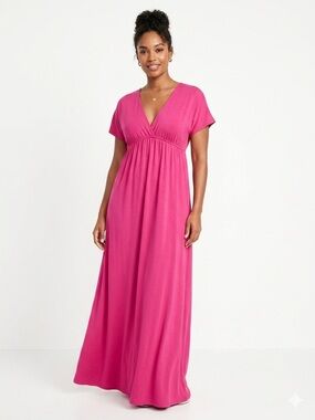 Weekenders Fuchsia V-Neck Maxi Dress